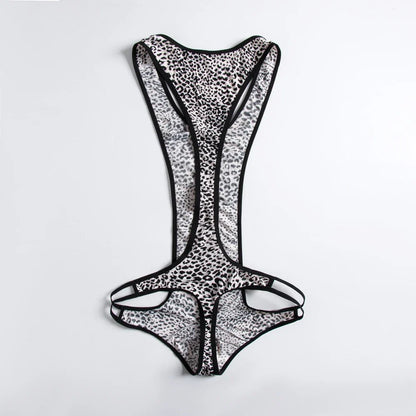 Leopard Men's Bodysuits Building Shapers Tights Men Singlet Underwear Bikini Sexy Men T-Back Jumpsuit Stretch Thongs Jockstrap