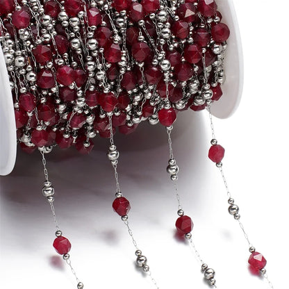 1Meter/Lot Mixed Stainless Steel Irregular Stone Beads Chains for Handmade DIY Necklace Bracelets Jewelry Making Accessories