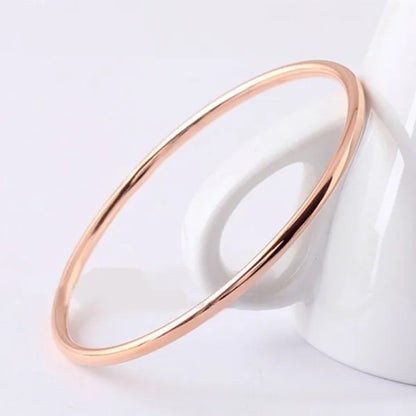 55mm/60mm/65mm Stainless Steel 2mm Thin Plain Polished Slip On Bangle Bracelet for Women Girl