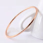 55mm/60mm/65mm Stainless Steel 2mm Thin Plain Polished Slip On Bangle Bracelet for Women Girl