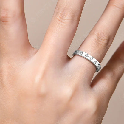 MINTYBOX Stars S925 Silver Moissanite Wedding Band Rings for Women Lab Diamond Engagement Ring 18K Plated Fine Jewelry
