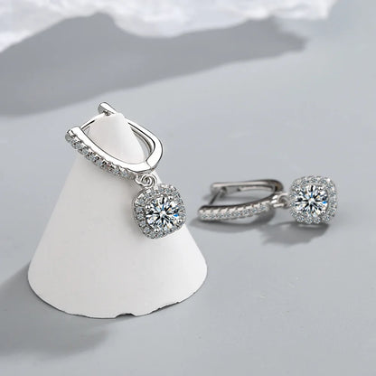 2CT Moissanite Huggie Hoop Earrings | Lab Created Diamond 925 Sterling Silver Dainty Hoop Dangle Earrings