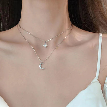 New Shiny Butterfly Necklace Ladies Exquisite Double Layer Clavicle Chain Necklace Jewelry for Ladies Gift