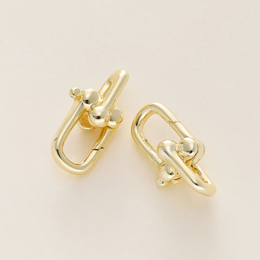 2Pcs/Pack 14/18K Gold Plated Spring Clasps Brass U Shape Lobster Clasp Connector for DIY Jewelry Bracelet Making Accessories
