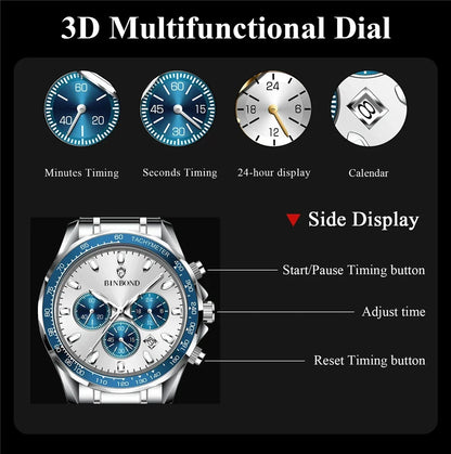 New Automatic Watch For Man Small Dial Blue Digital Fashion Quartz Wristwatches Men Clock Luxury Watches Mens Gifts Reloj Hombre