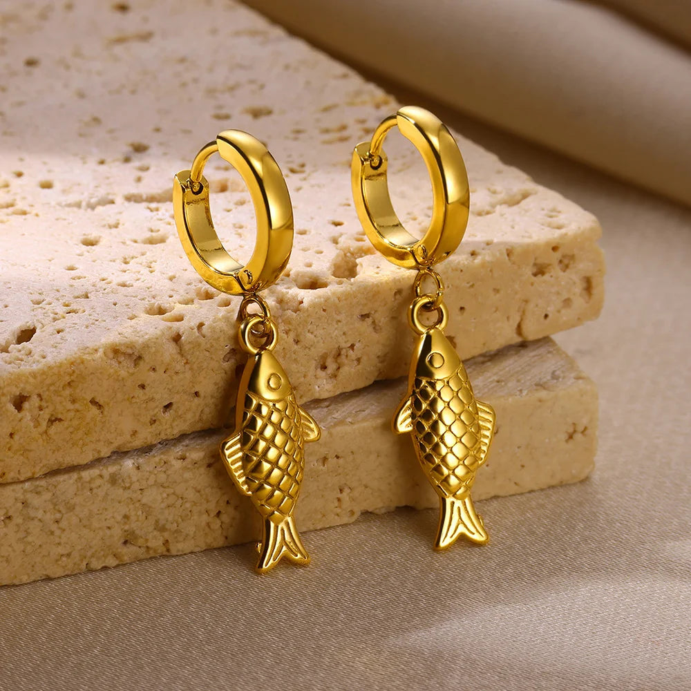 Freshwater Ocean Starfish Shell Hoop Earrings For Women Elegant Stainless Steel Gold Color Aretes Christmas jewelry accessories