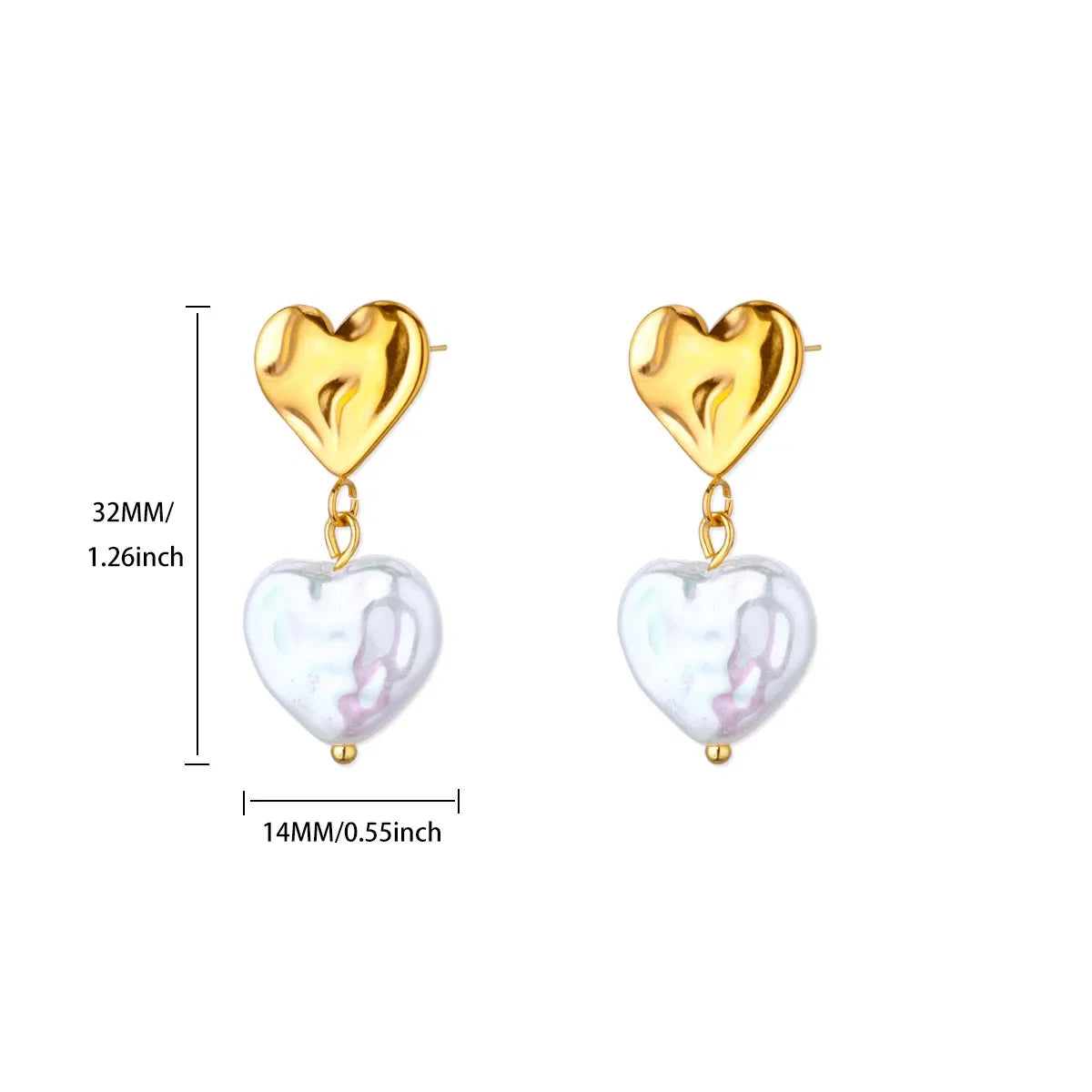 Elegant Imitation Pearl Earrings for Women Stainless Steel Heart Butterfly Shell Drop Earrings Luxury Aesthetic Jewelry Gift