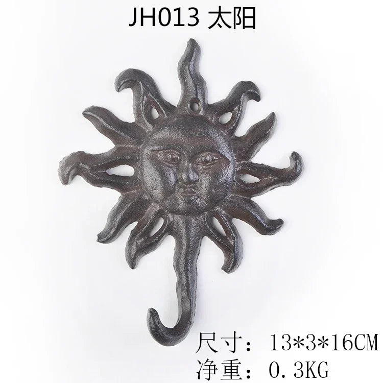 Animal Shape Ironwork Metal Hooks Clothes Hat Key Retro Style Originality Wall Hooks Villa Courtyard Wall Mounted Decorate home
