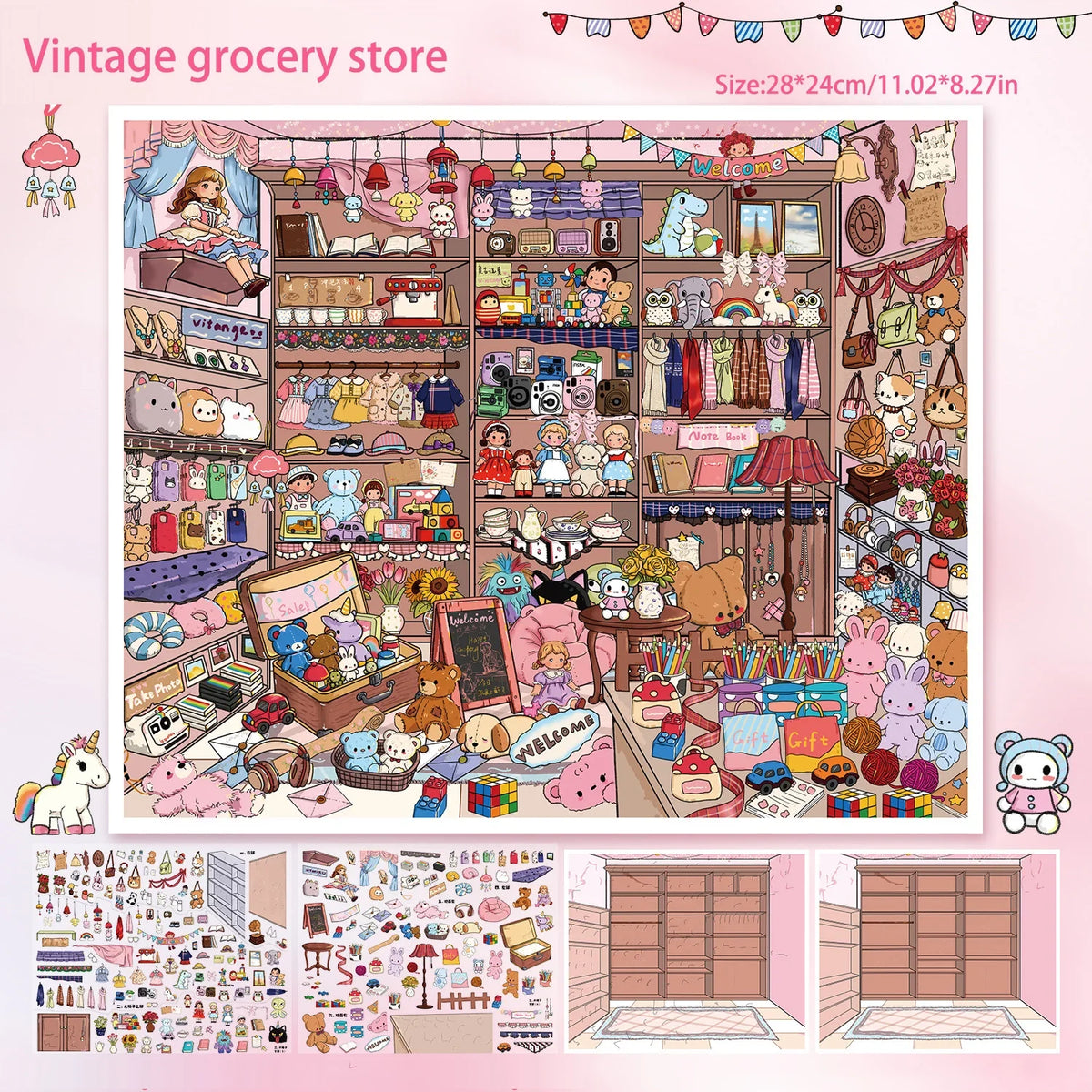 Vintage Grocery Store Stickers | 3D Miniature Collage Decals for DIY Crafts