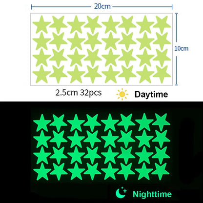 Glow In The Dark 3D Stars Moon Wall Stickers | Creative Luminous Room Decor