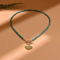 Colorful Stone Choker Necklace | Round Evil Charm Pendant for Women