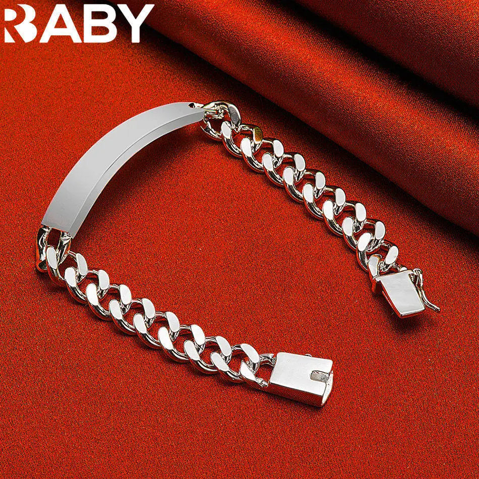URBABY 925 Sterling Silver Square Chain Bracelets For Women Wedding Party Anniversary Gift Fashion Fine Jewelry