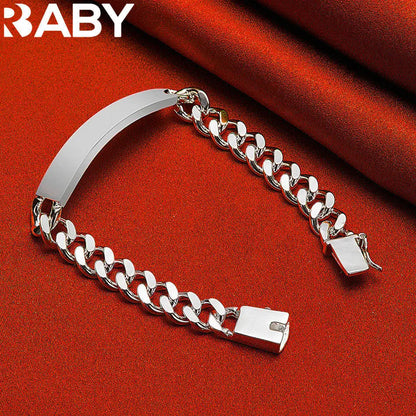 URBABY 925 Sterling Silver Square Chain Bracelets For Women Wedding Party Anniversary Gift Fashion Fine Jewelry