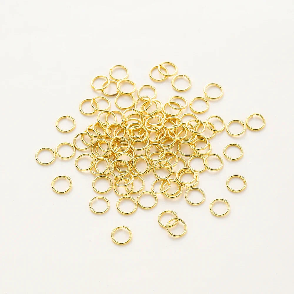 50-200/lot 14K 18K Gold Necklace Open Single Jump Ring Lobster Clasp Connector Split Ring Fitting DIY Jewelry Making Accessories