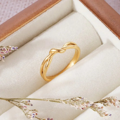 Stainless Steel Knot Ring Wedding Band for Women Girl Size 5-10