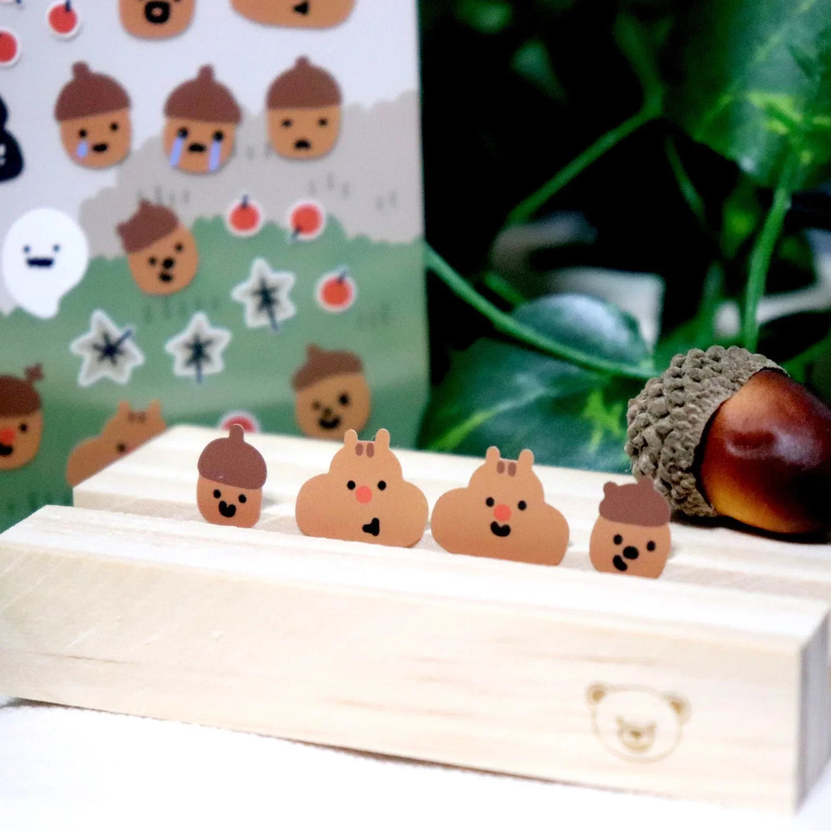 BONITO Kawaii Squirrel Acorn Stickers | Cute Paper Stickers for Scrapbooking and Journaling