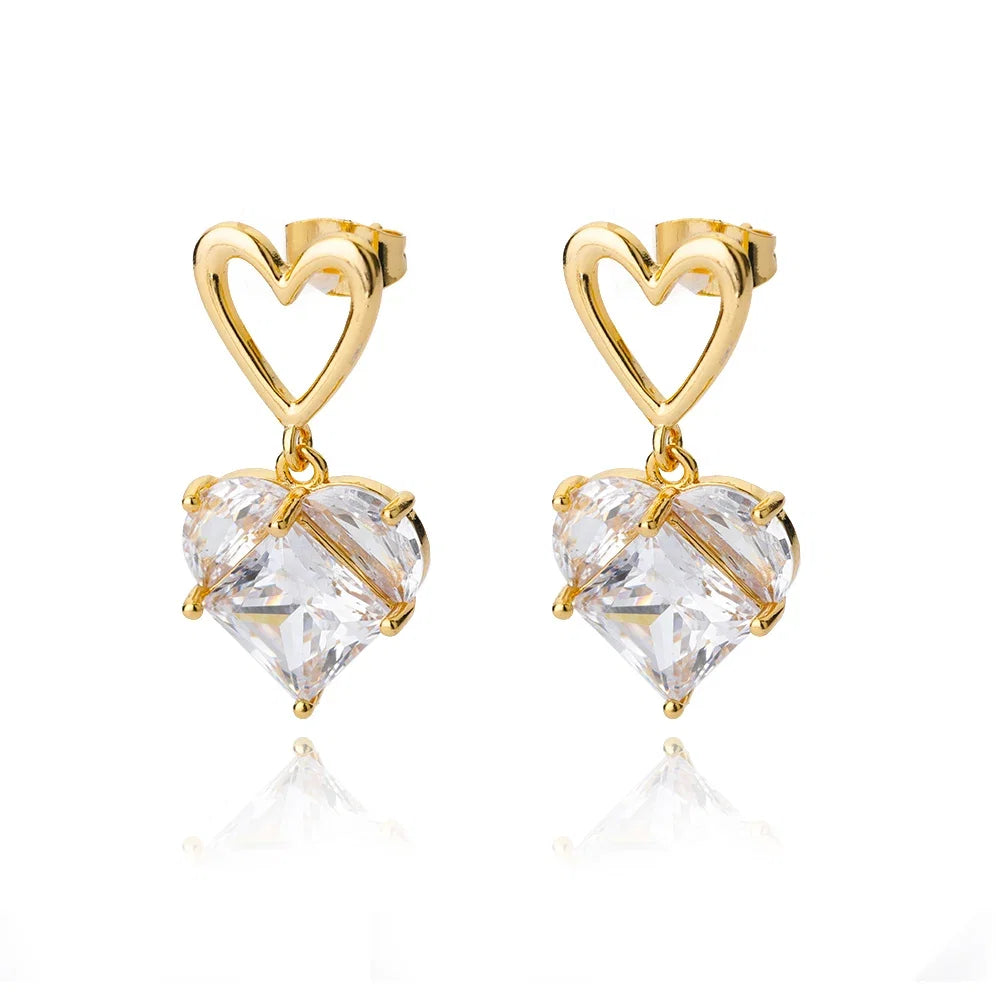 Zircon Heart Pendientes Earring For Women Stainless Steel Gold Color Piercing Earring 2025 Trend Jewelry aretes Accesorios mujer