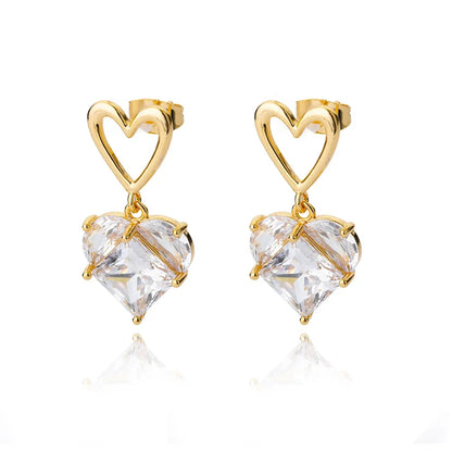 Zircon Heart Pendientes Earring For Women Stainless Steel Gold Color Piercing Earring 2025 Trend Jewelry aretes Accesorios mujer