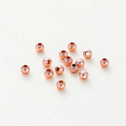 30-100Pcs 14K/18K Gold Color Plated Brass 2/2.5/3/4/5/6mm Spacer Beads for Jewelry Making Beads Accessories Findings Wholesale