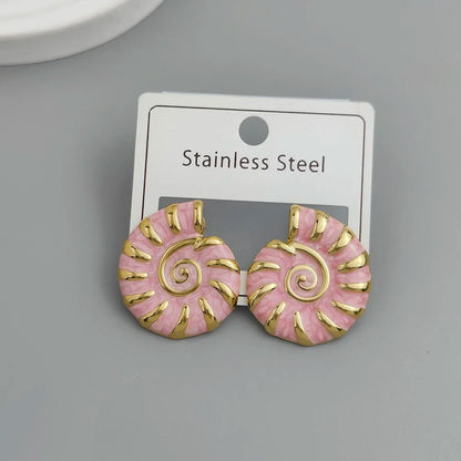 Creative Conch Colored Enamel Stainless Steel Earrings, Waterproof and No Rust-Rusting Women's Earrings, Party Jewelry