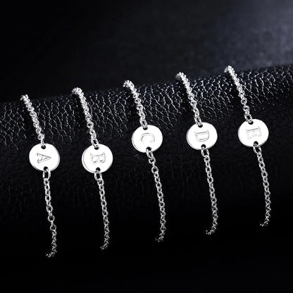 New trend 925 sterling Silver 26 letter cards Chain Bracelets for Women Fashion wedding Party fine Jewelry Christmas Gifts