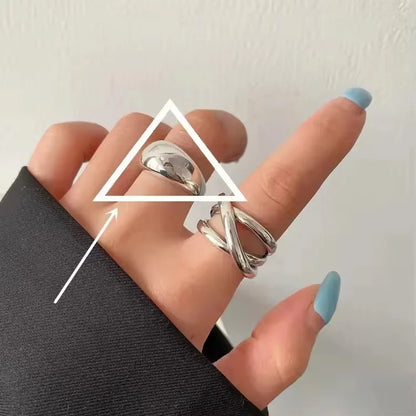 VENTFILLE 925 Sterling Silver Geometric Multilayer Round Bead Ring | Fashion Punk Temperament Jewelry