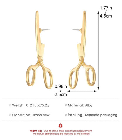 Fashion Creative New Retro Scissors Ear Studs for Women Personalized Women Hip Hop Rock Party Holiday Gift Perforated Earrings