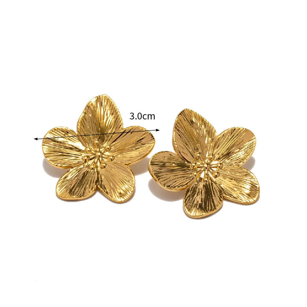 Uworld Hypoallergenic Stylish Vintage Flower Stud Earrings Premium 18k Gold Plated Stainless Steel For Women Party сережки женск