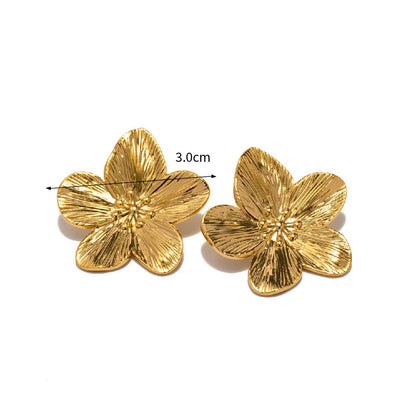 Uworld Hypoallergenic Stylish Vintage Flower Stud Earrings Premium 18k Gold Plated Stainless Steel For Women Party сережки женск