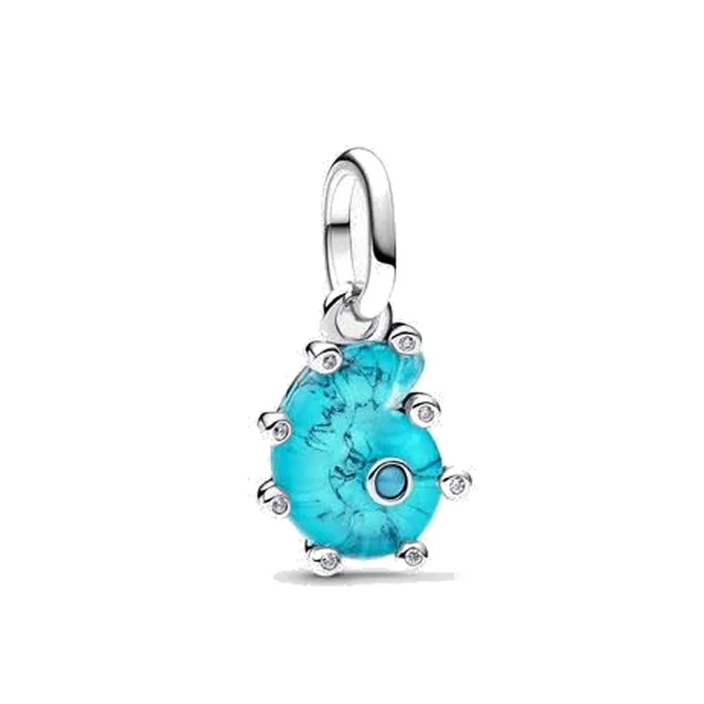 European Summer Blue Series Turtle Flower Pendant Fit S925 European 925 Sterling Silver Bracelet Bangles Necklace