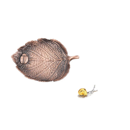 Leaf Snail Incense Burner | Antique Metal Incense Plate for Living Room
