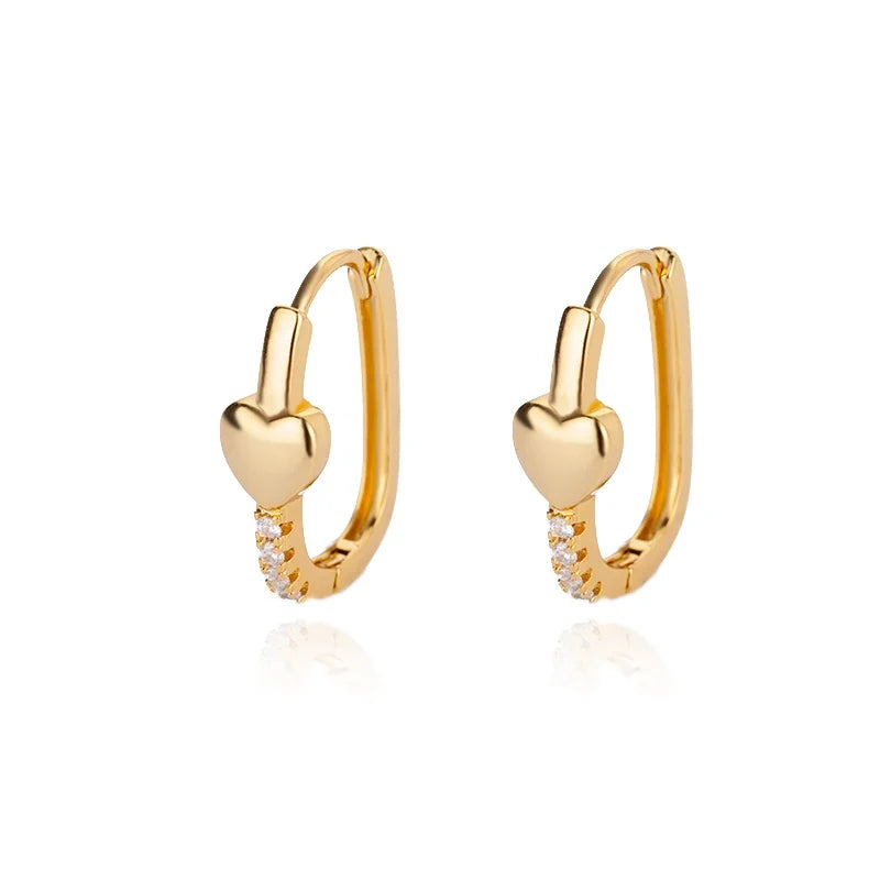Zircon Heart Pendientes Earring For Women Stainless Steel Gold Color Piercing Earring 2025 Trend Jewelry aretes Accesorios mujer