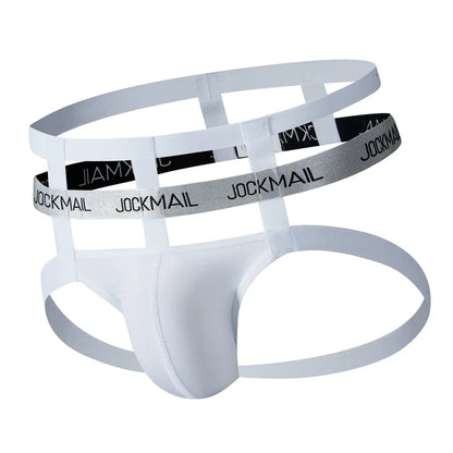 Ice Silk Jockstrap Men Underwear Sexy Harness Thong G String Leg Ring Bondage Lingerie Hombre Strap Panties T-back