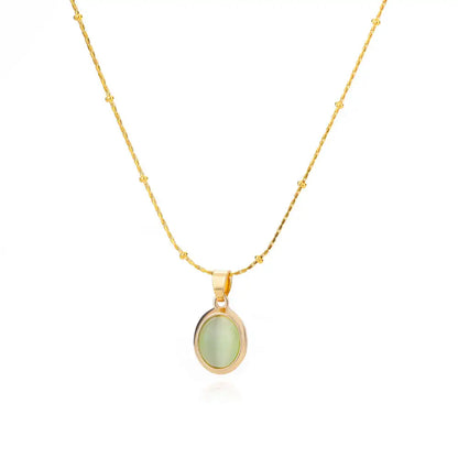 Round Opal Necklace For Women Girls Stainless Steel Natural Stone Pendant Chains Choker Necklaces New In Jewelry Gift Collier