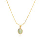 Round Opal Necklace For Women Girls Stainless Steel Natural Stone Pendant Chains Choker Necklaces New In Jewelry Gift Collier