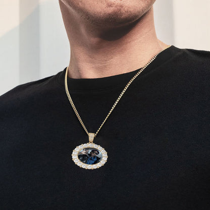 Customizable photoMen's Fashion Inlaid Exquisite Micro-dense Zircon Hip Hop Rock Party