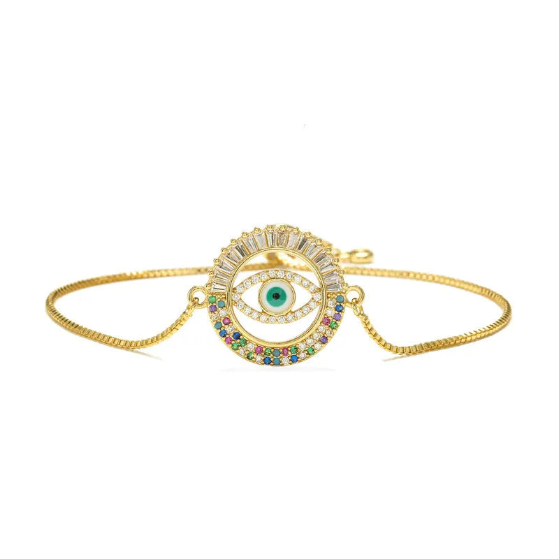 NEWBUY 2026 Trendy Turkish Gold Color Evil Eye Bracelet Adjustable AAA CZ Pave Setting Female Luckry Party Jewelry Gift