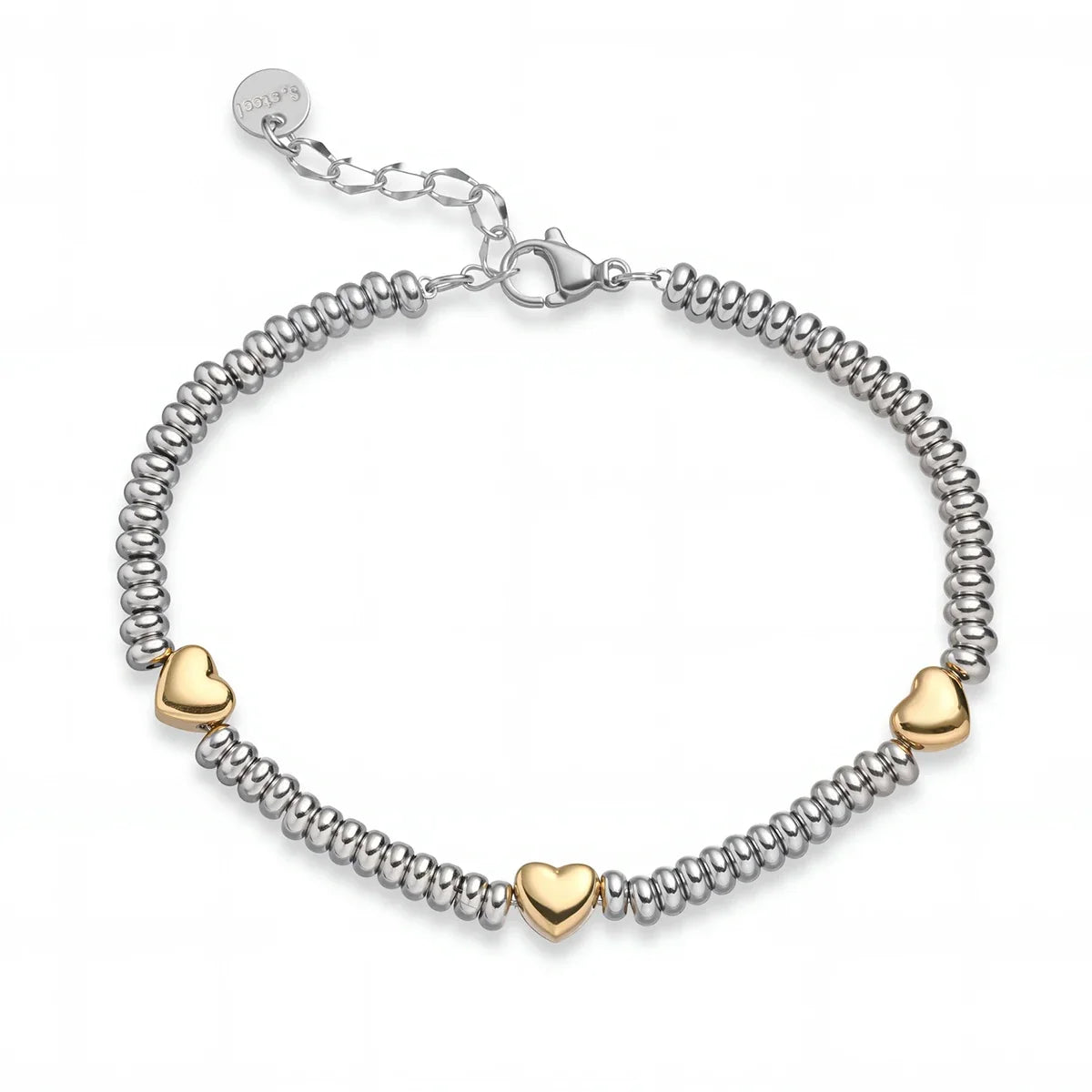 NEWBUY Hot Sale Non-Fading Stainless Steel Jewelry Gold Color Heart/Star Silver Beads Charm Bracelets For Women Wholesale