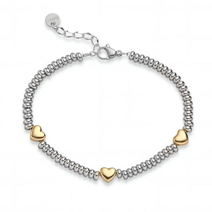 NEWBUY Hot Sale Non-Fading Stainless Steel Jewelry Gold Color Heart/Star Silver Beads Charm Bracelets For Women Wholesale