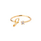 Zircon Tiny Initial Letter Rings For Women Stainless Steel A-Z Letters Adjustable Ring Female Christmas Aesthetic Jewelry Gift