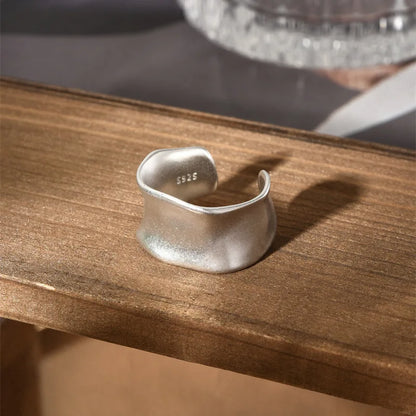 PANJBJ 925 Sterling Silver Pearl Irregular Ring | Women Shell Overlapping Hollow Sweet Design Jewelry