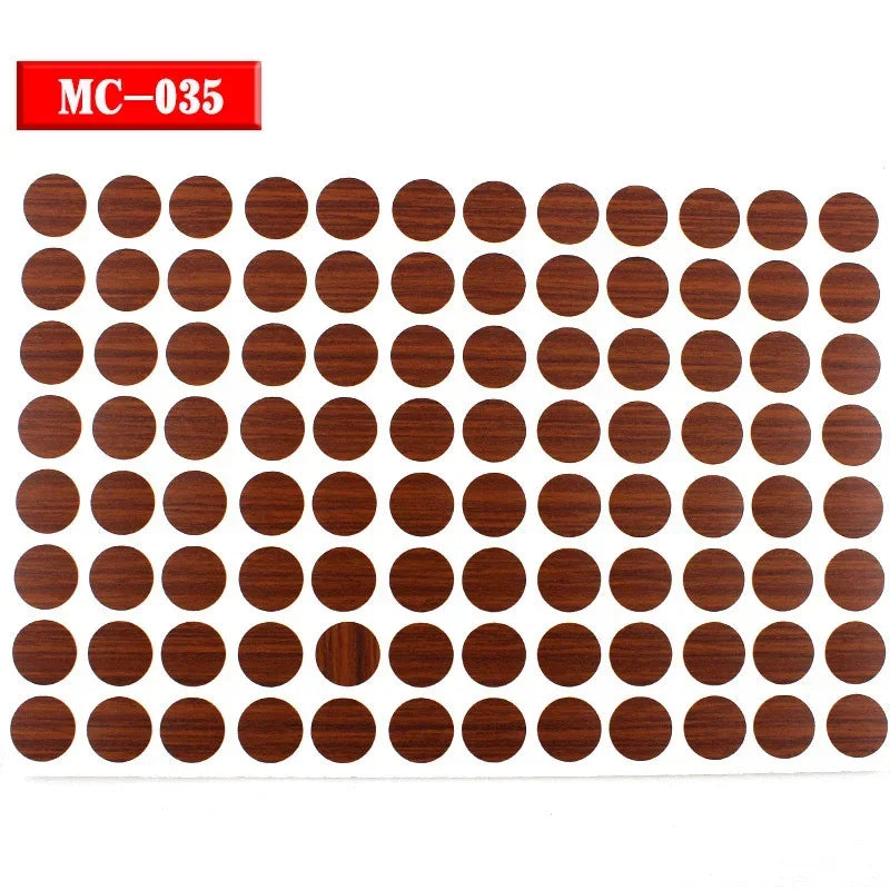 96Pcs 15mm Wood Furniture Screw Cap Covers | Self-Adhesive Hole Stickers for Desk Cabinets