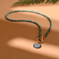 4mm Colorful Stone Choker Necklace for Women | Round Evil Charm Pendant