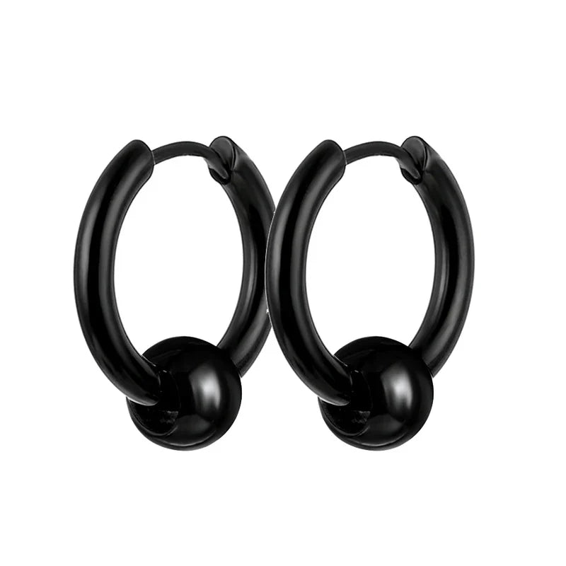 Punk Stainless Steel Stud Earrings Set | Unisex Hip Hop Piercing Jewelry