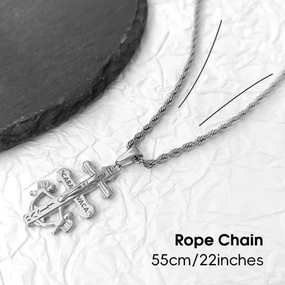 Caravaca De La Cruz Crucifix Pendant Christian Angels and Christ in Relief Stainless Steel Caravaca Cross Charms DIY Accessories