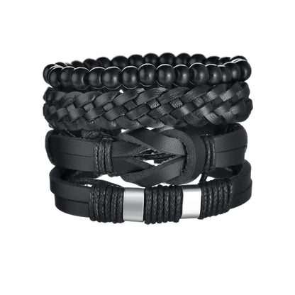 MeMolissa New Fashion Braided Wrap Leather Bracelets for Men High Quality Vintage Charm Wood Beads Ethnic Tribal Wristbands