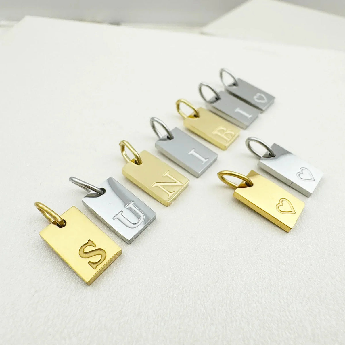 SUNIBI Alphabet Charm Pendant for Necklaces Stainless Steel Jewelry DIY Engraved Lettering Accessories Women's Fashion Jewelry