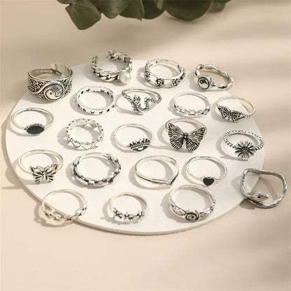 21 Pcs Gothic Rings Set for Women Fashion Simple Snake Butterfly Evil Eye Finger Ring Trendy Punk Jewelry Gifts 2024 New