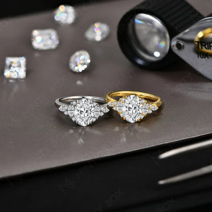 MINTYBOX 3.0ct Lab Grown Diamond Engagement Ring S925 Sterling Silver Oval Moissanite Rings For Women 18K Gold Plated Jewelry