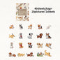 Kawaii Embroidered Fabric Pet Sticker Set | 40Pcs White Kraft Paper Journal Decor